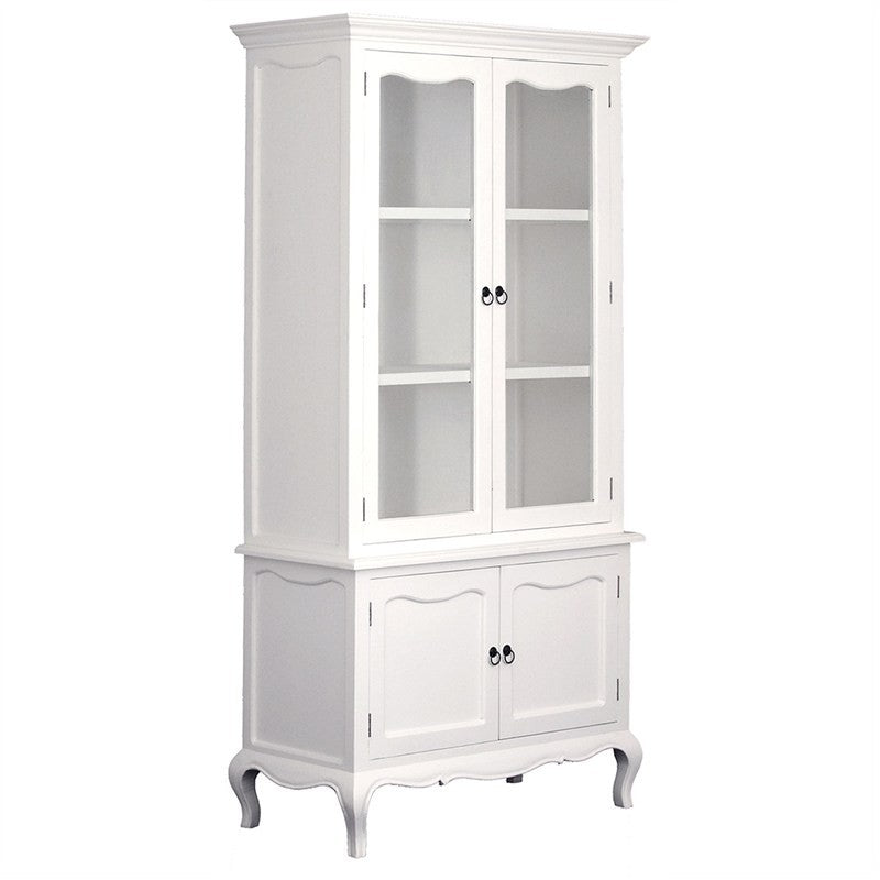 French Buffet and Hutch Solid Timber Provincial Cupboard - White Colour WH