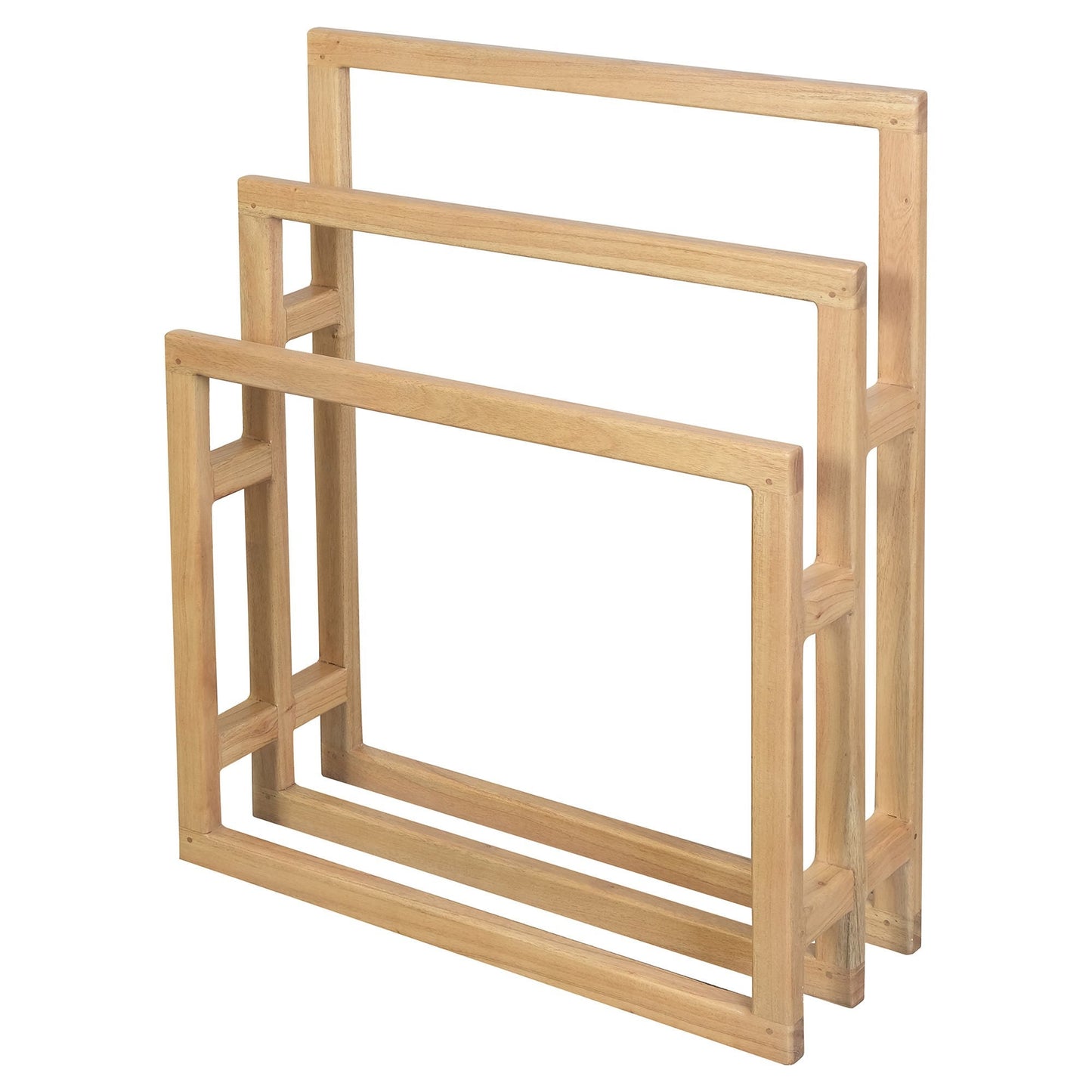 Kyoto Japanese Embassy Teak Wooden Timber Towel Rack, Natural