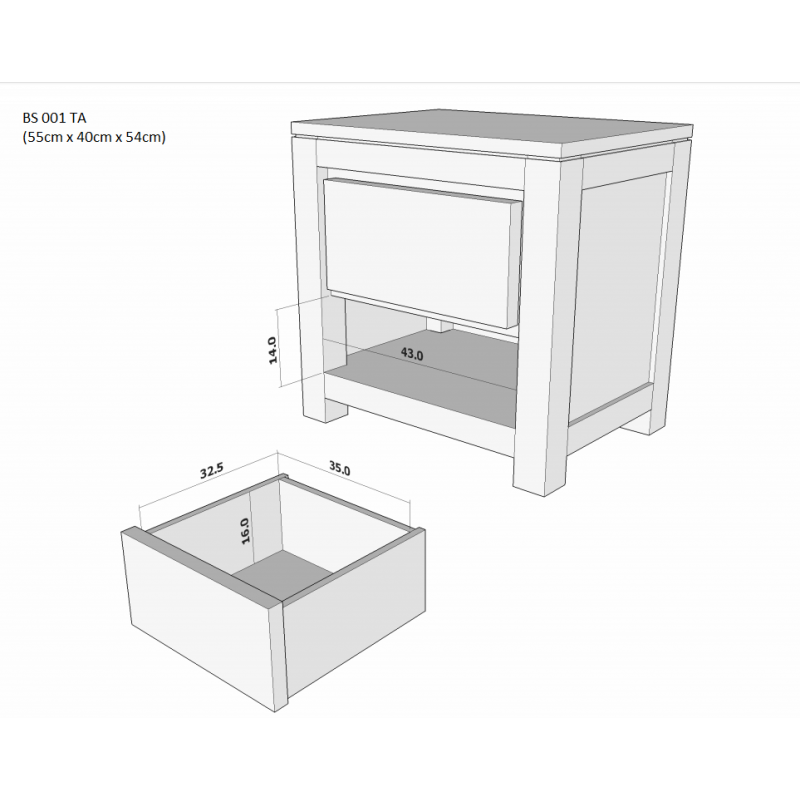 Scandinavian Amstel 1 Drawer Bedside Table White Colour AMER168BS-001-TA WH