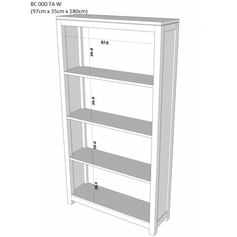 Scandinavian Amstel Bookcase Wide White Colour