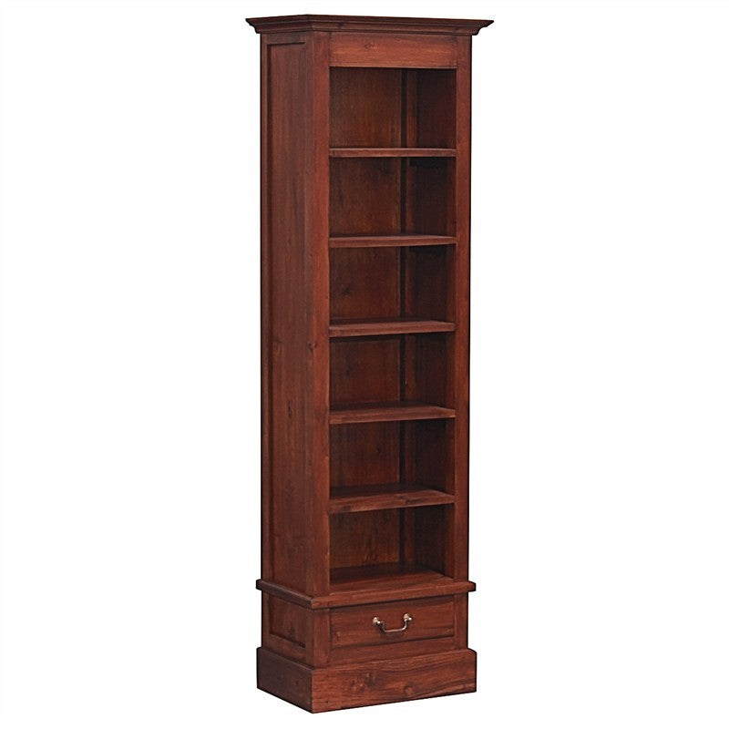Tesla Solid Timber Slim Bookcase, Mahogany Color AMR168BC-001-DVD-_M__1