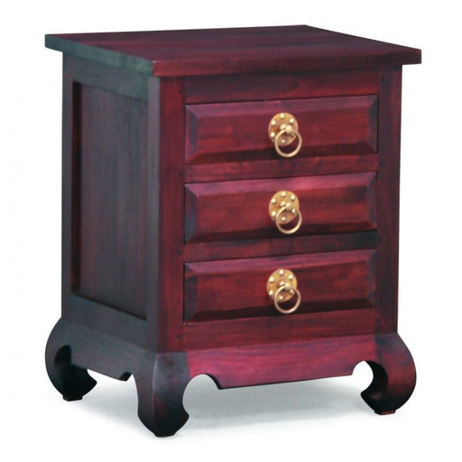 Chinese Antique 3 Drawer Ring Handle Bedside Table Mahogany Colour AMER168BS-003-OL-RH M