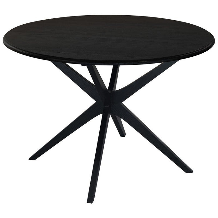 Dion Embassy Teak Wood Timber Round Dining Table, 110cm, Black