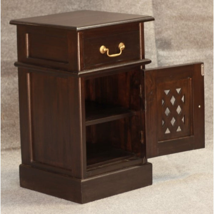 New York 1 Door 1 Drawer Bedside Table Chocolate Colour