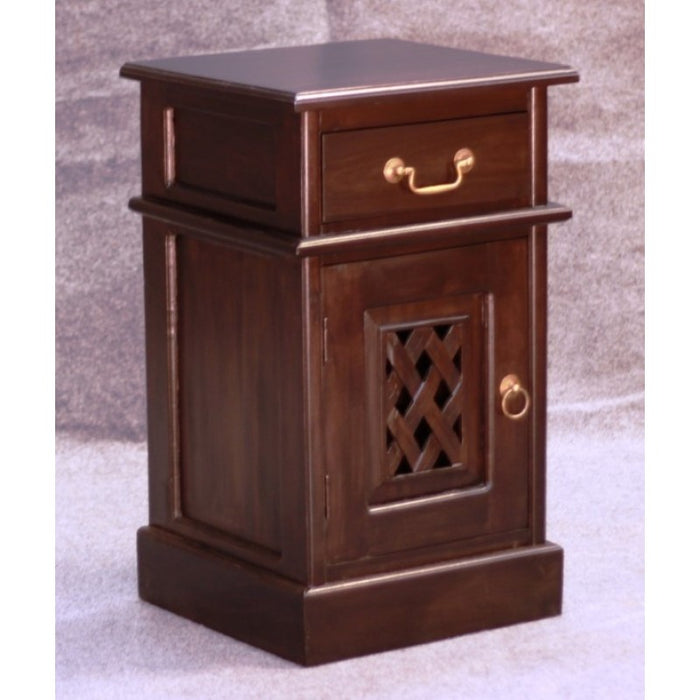 New York 1 Door 1 Drawer Bedside Table Chocolate Colour